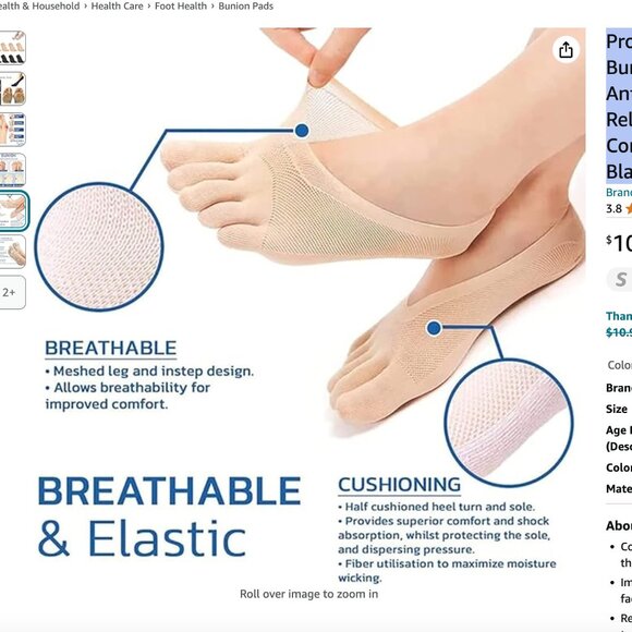 4 PAIRS Bunion Corrector Split Toe Orthopedic Compression Bunions Socks NWT - Picture 5 of 8